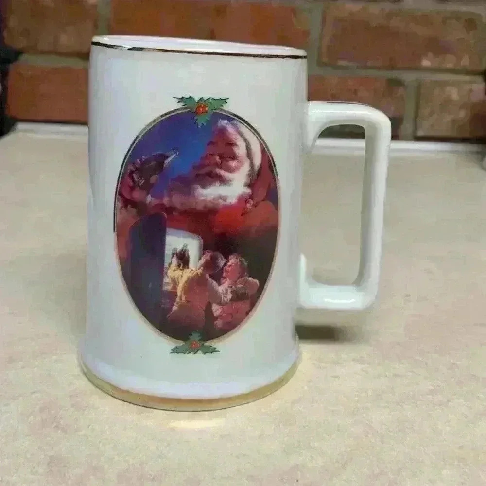 Vintage Set of 4 1996 Coca Cola "For Santa" Christmas Mugs/Tankards/Coffee/Tea - Picture 2 of 9